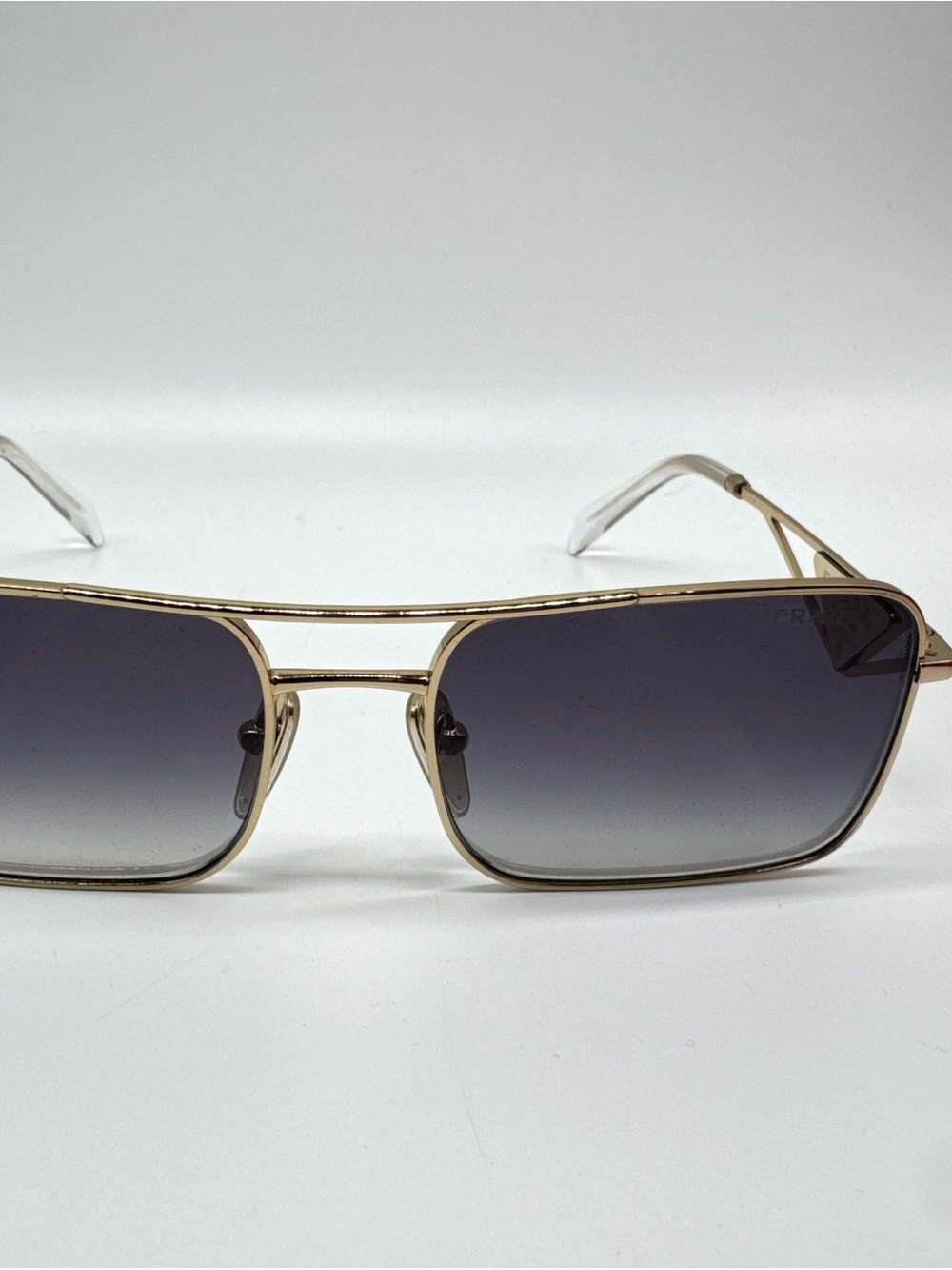 Prada Gold Metal Sunglasses with Gray Gradient Lenses